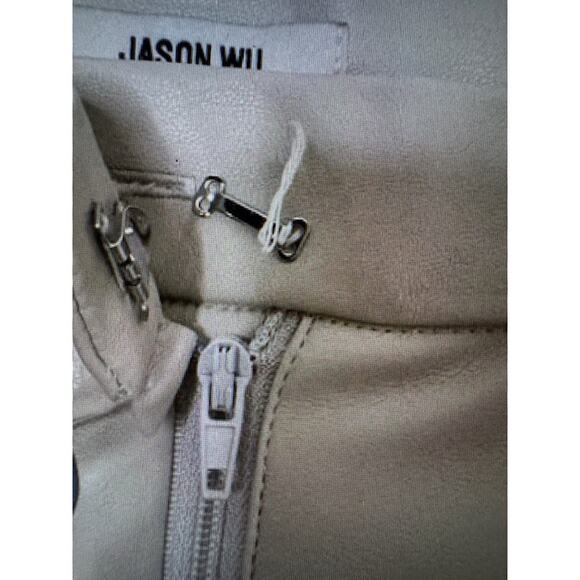 NWT Jason Wu Vegan Faux Leather Neutral Split Leg Trousers XS - Picture 5 of 5